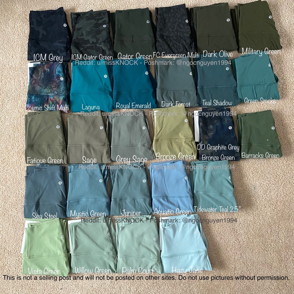 NOT FOR SALE - Lululemon Align Greens Collection